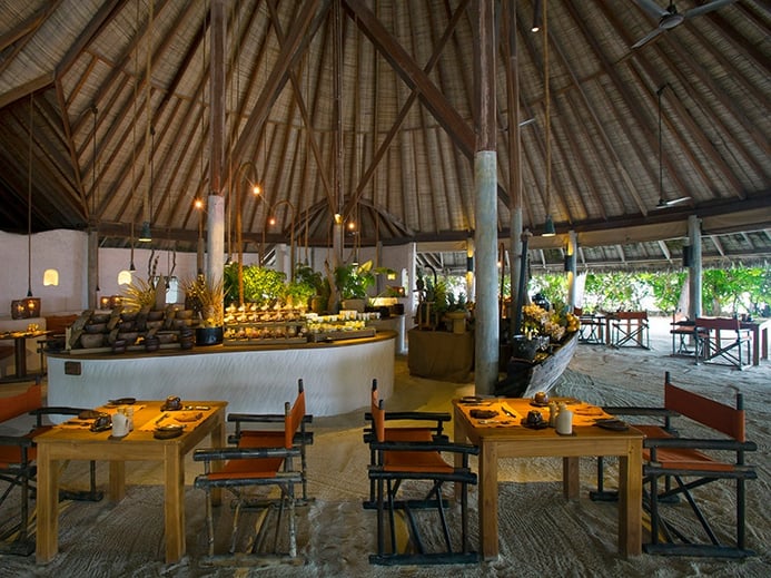 The main restaurant, presided over by executive chef John Bakker at Gili Lankanfushi. Photograph: Saki Papadopoulos
