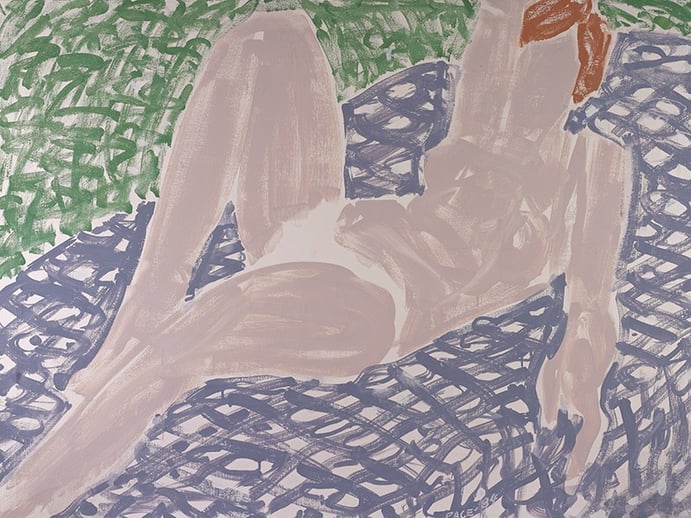 <i>White Bikini, Mauve Spread</i> by Stephen Pace, 1984, oil on canvas. Exhibitor: Berry Campbell, New York City, NY