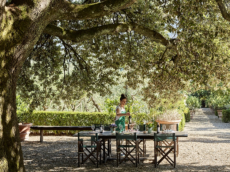 Dotted around Il Palagio’s grounds are spots to relax and reflect before an alfresco lunch at a table set by the very person who prepares it. Photograph: Fabrizio Cicconi