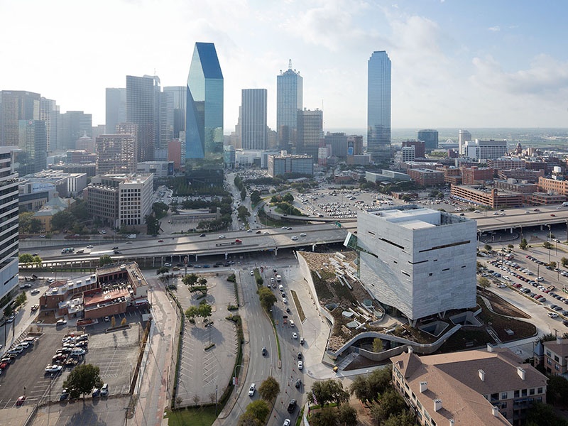 California-based architects Morphosis created this new home for the Perot Museum of Nature and Science, which Baan later shot, showing clearly how the building slots into its new environment. Photograph: Iwan Baan.