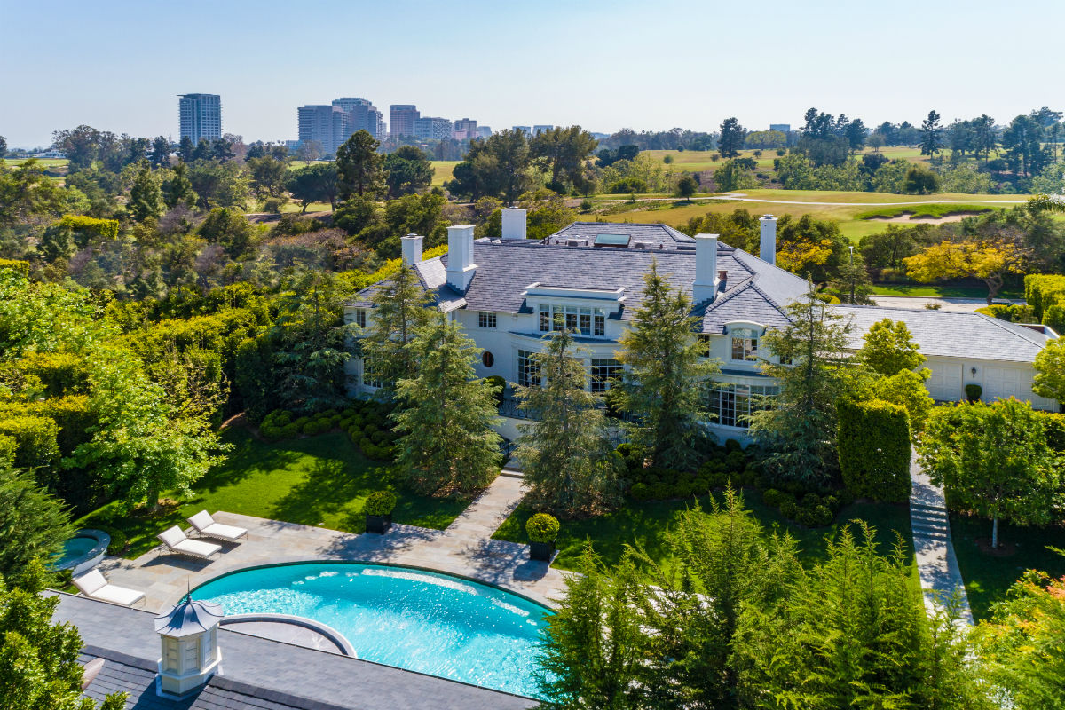 This westward view emphasizes the home’s proximity to the Los Angeles Country Club.