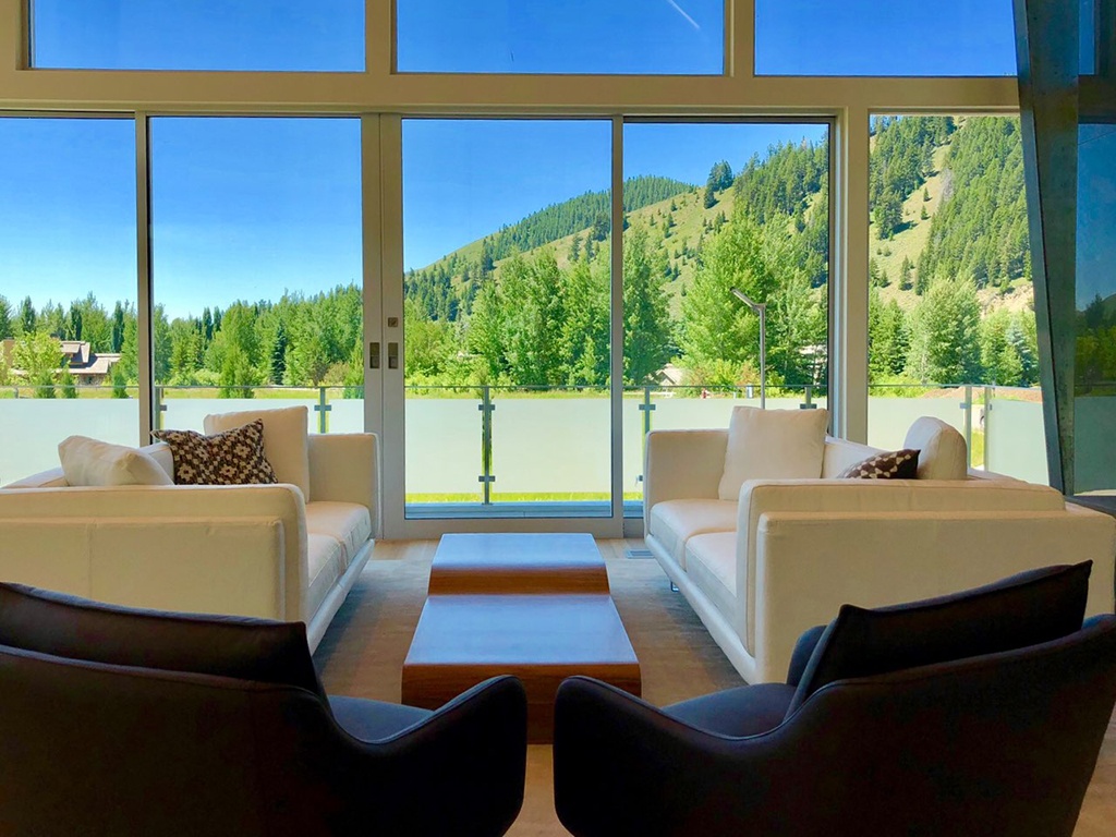 Contemporary design and the mountain lifestyle converge at this unique home in the luxury development of Lane Meadows in Sun Valley, Idaho.
