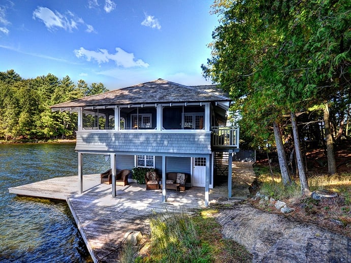 On an unrivalled stretch of lakeside—close to the charming community of Rosseau—is this fabulous family compound. Photograph: Chestnut Park Real Estate