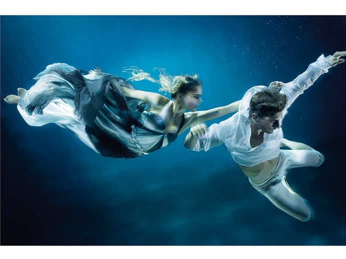 With this image, Holloway tells the story of sailors being lured by the sirens of the sea. The models in this shoot wore gowns by Hermès, Alexander McQueen, Versace, and Dior. Photograph: ©Zena Holloway